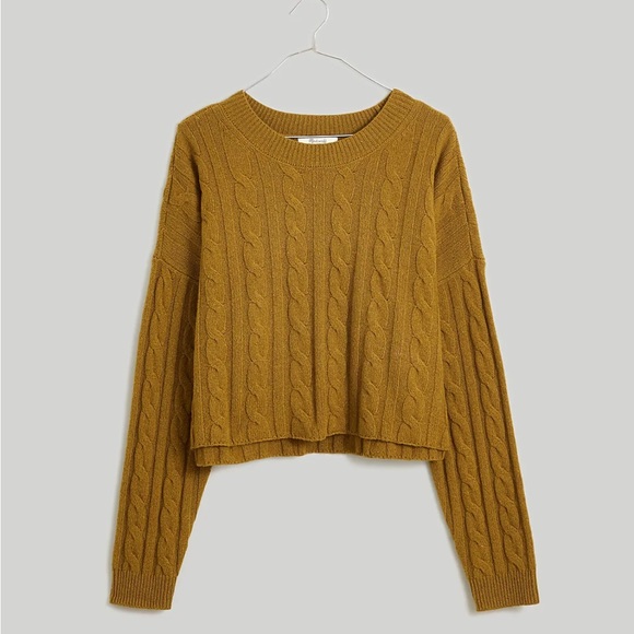 NWT Madewell  (Re)sourced Cashmere Cable-Knit Crop Sweater - Picture 1 of 6